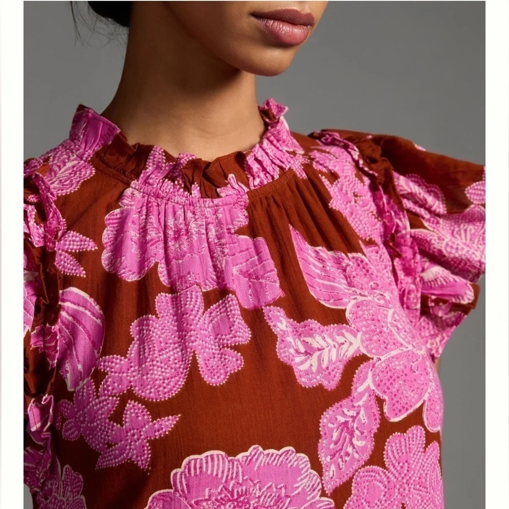 Anthropologie Love the Label tiered pink ruffle pink Dress sz XXS - Picture 2 of 9